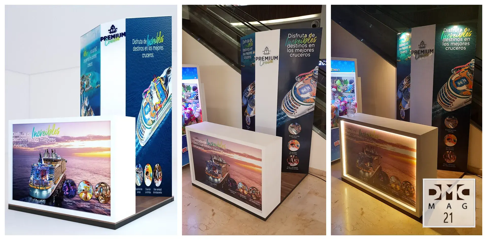 Mobiliario comercial, isla exhibición de maletas