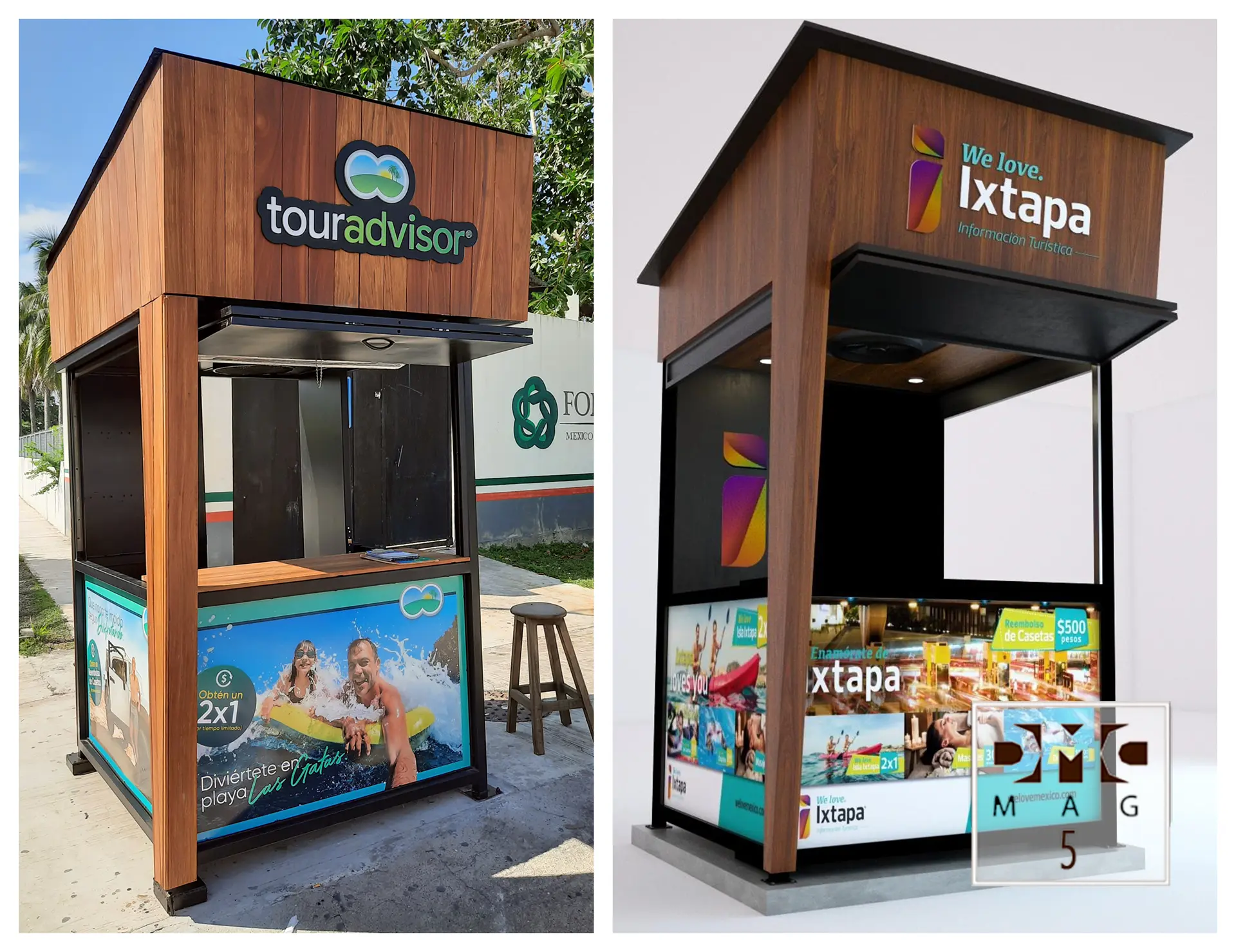 Mobiliario comercial, isla exhibición de maletas